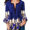 vintage flair sleeve women blue blouse top