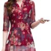 red women floral blouse top