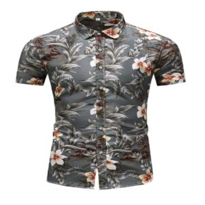 Short Sleeve Men Shirt with Floral Print