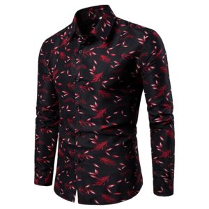 Long Sleeve Slim Fit Men’s Shirt with Floral Print