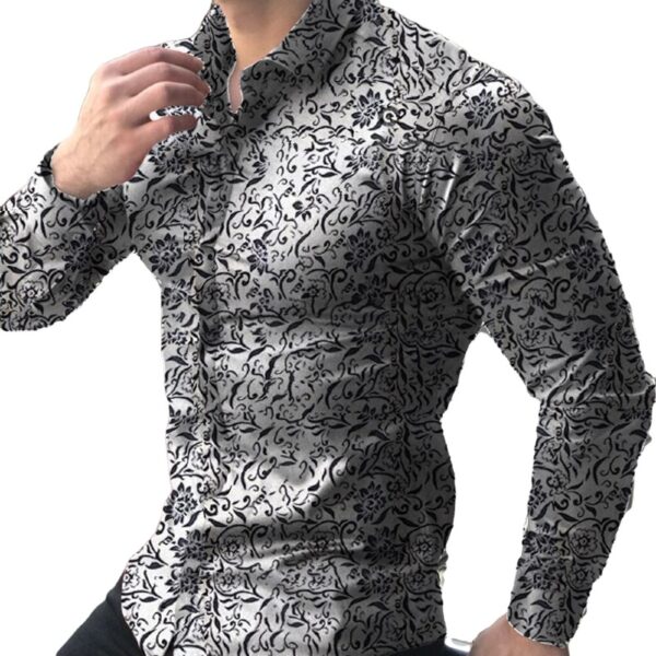 Mens Floral Shirt Long Sleeve Fashion Hawaiian Cotton Print Casual Top 