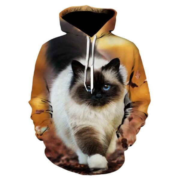 Cat 3D Printed Long Sleeve Pullover Hoodie