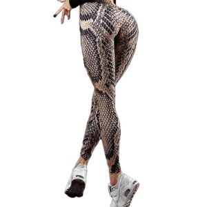 High Elastic Push Up Waist Women’s Snakeskin Pattern Fitness Leggings