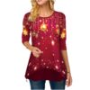 Long Sleeve Women's Asymmetrical Top with Christmas Ornaments Print