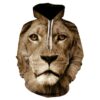 Men's Drawstring Hoodie with 3D Lion Head Print
