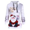 Long Sleeve Women's Christmas Hoodie with 3D Santa Claus and Snowman Print