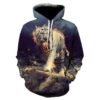 Men's Drawstring Hoodie with 3D Tiger on Fire Print