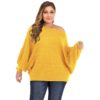 Plus Size Women's Batwing Sleeve Solid Color Knitted Sweater