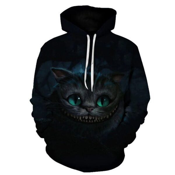women fleece hoodie creepy cat