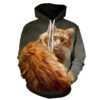 women fleece hoodie with ginger cat