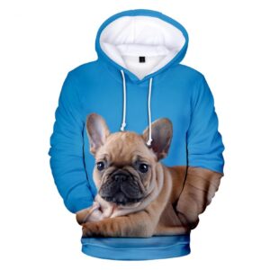 Men Fleece Hoodie with 3D Printed French Bulldog