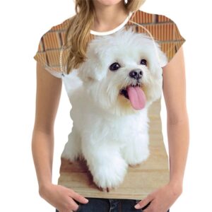 Women Short Sleeve 3D Printed T Shirt Maltese Dog