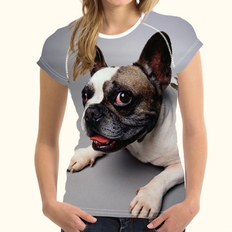 Women Short Sleeve 3D Printed T Shirt Boston Terrier - Visible Variety