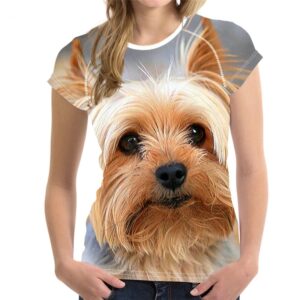 Women Short Sleeve 3D Printed T Shirt Yorkshire Terrier Dog