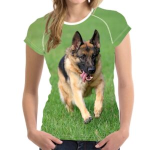 Women Short Sleeve 3D Printed T Shirt German Shepherd Dog