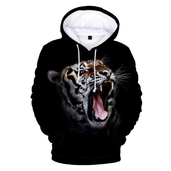 Men Fleece Hoodie 3D Printed Tiger Head