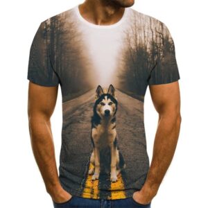 Husky Dog 3D Print Men T Shirt