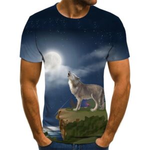 Grey Wolf 3D Print Men T Shirt