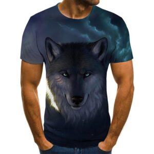Happy Wolf 3D Print Men T Shirt