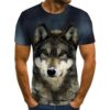 Wolf Head Print 3D Men T Shirt