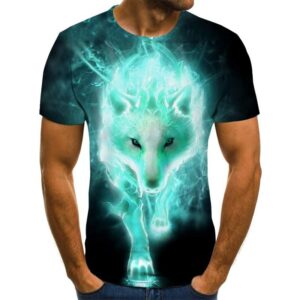 Wolf with Hallow Print 3D Men T Shirt
