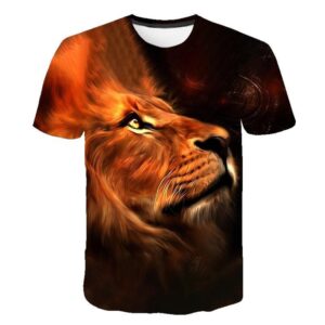 Lion Head Looking Up 3D Print Men Short Sleeve T Shirt