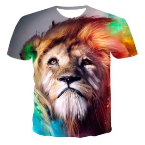 Lion Head Galaxy 3D Print Men Short Sleeve T Shirt