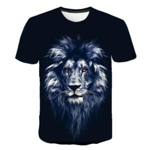 Grey Lion Head 3D Print Men Short Sleeve T Shirt