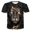 3D Lion Head Print Men Short Sleeve T Shirt