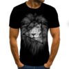 Grey Lion Head with Triangle 3D Print Men Short Sleeve T Shirt