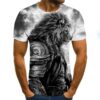 Grey Lion 3D Print Men Short Sleeve T Shirt