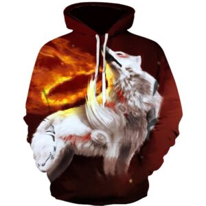 White Wolf 3D Printed Men Fleece Hoodie