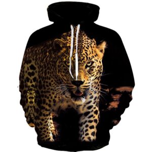 Leopard 3D Printed Men Fleece Hoodie