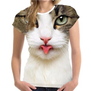 Women Short Sleeve 3D Printed T Shirt Funny Cat