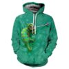 Women Fleece Hoodie with Chameleon Lizard 3D Print