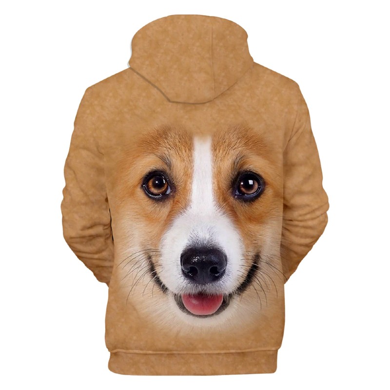 Men Fleece Dog Face Hoodie 3D Printed - Visible Variety