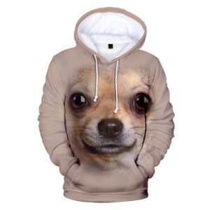 Men Fleece Chihuahua Dog Face Hoodie 3D Printed
