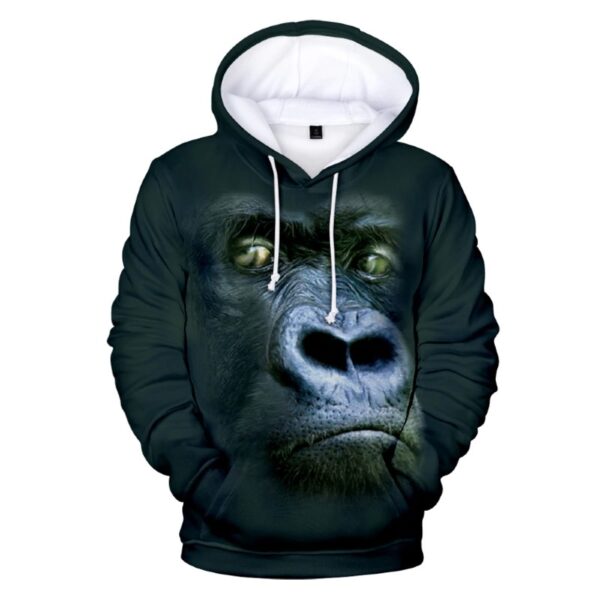 Men Fleece Gorilla Face Hoodie 3D Printed