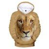 Lion Face Men Fleece Hoodie 3D Printed