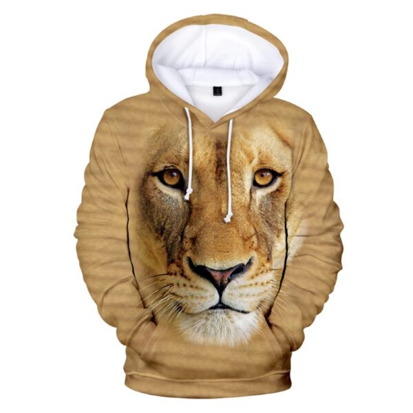 Lion Face Men Fleece Hoodie 3D Printed