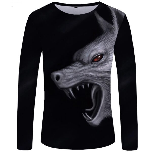 Angry Wolf Print Men Sweatshirt Long Sleeve