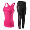Women Activewear Pink 2 Piece Set Sleeveless Vest with Leggings