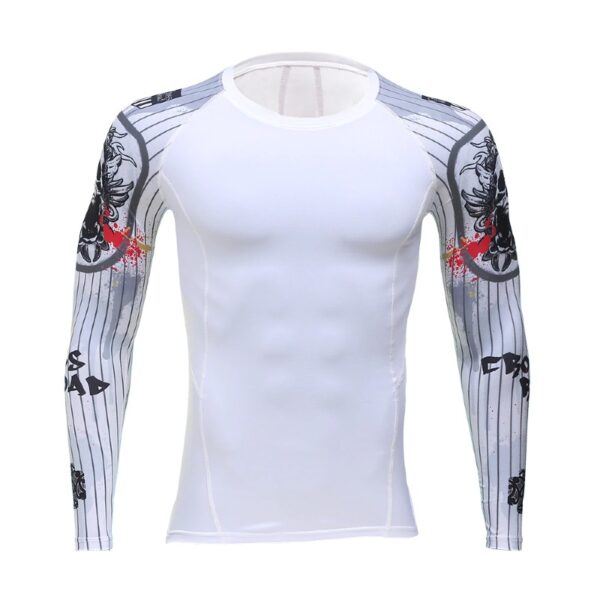 Men's White Compression Shirt with 3D Print