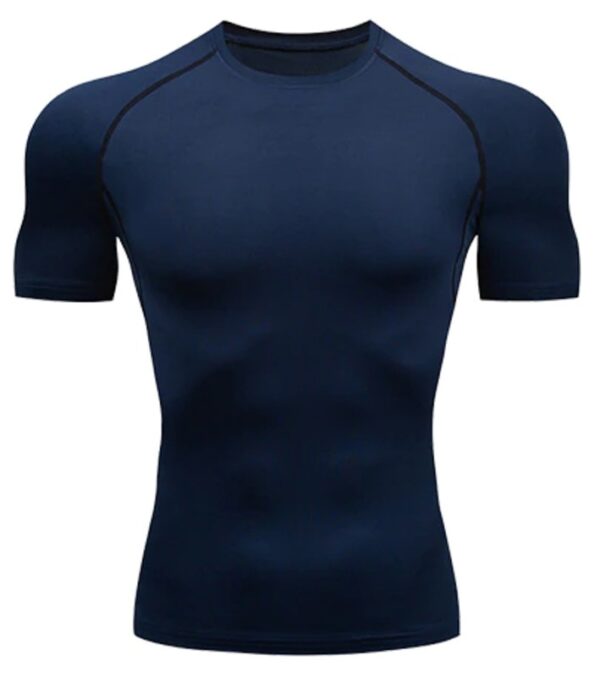 Workout Navy Blue Shirt with Compression and Quick Dry Breathable Fabric