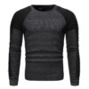 Mens Ribbed Sweater Knitted Pullover with Color Block