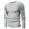 Grey Cable Knit Sweater Cotton Pullover with Geometric Design