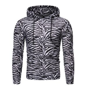 Zebra Print Hoodie Long Sleeve Pullover