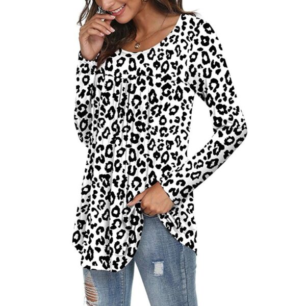 Leopard Print Top Loose Fitting Blouse