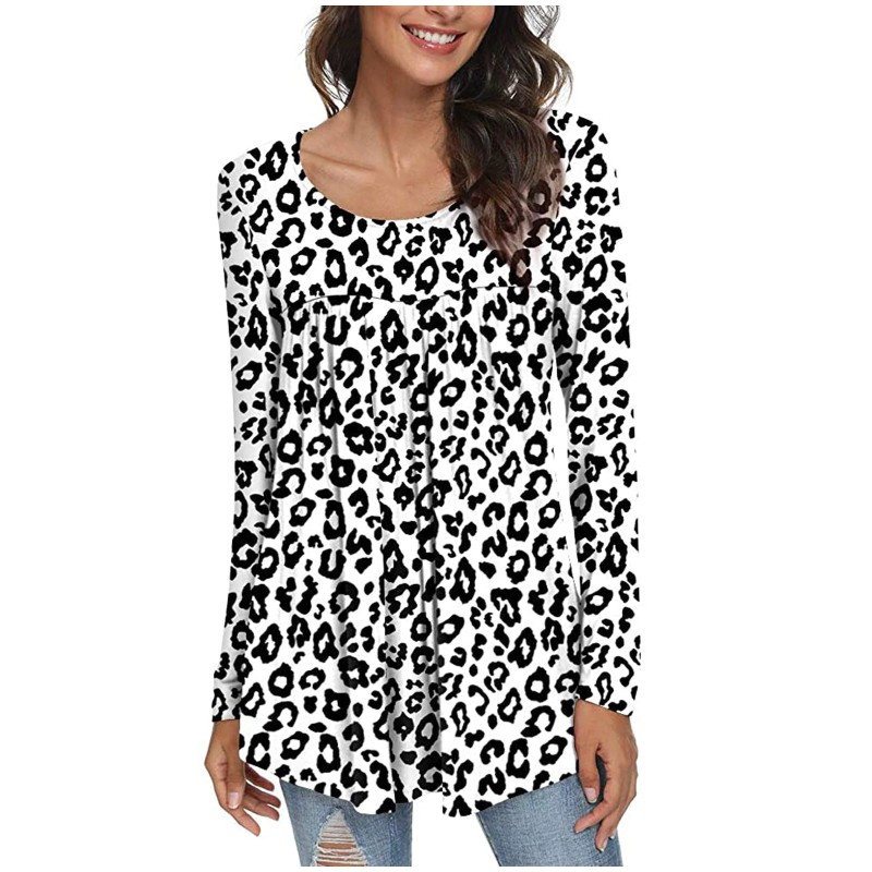 Leopard Print Top Loose Fitting Blouse - Visible Variety