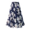 Blue Women Long Floral Chiffon Skirt with Midi Lining
